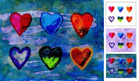 Mixed Media Hearts