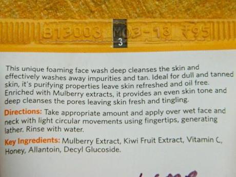 VLCC Anti Tan Skin Lightening Face Wash Ingredients