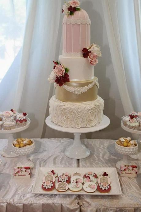 Beautiful Roses and Birdcages Themed  Dessert Table by Cakes by Joanne Charmand