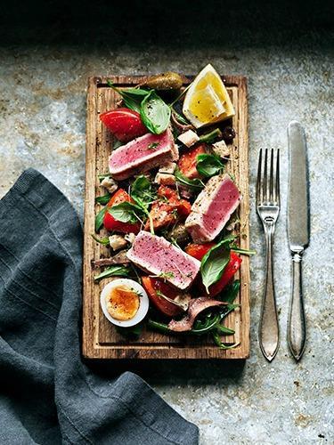 food presentation on a kitchen chopping board