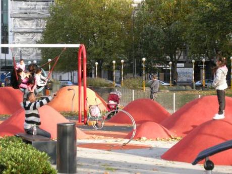 St Mary's Churchyard, Elephant and Castle, London - Playground with Rubber Mounds