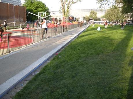 St Mary's Churchyard, Elephant and Castle, London - Playground Edge