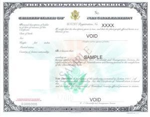 U.S. citizenship certificate