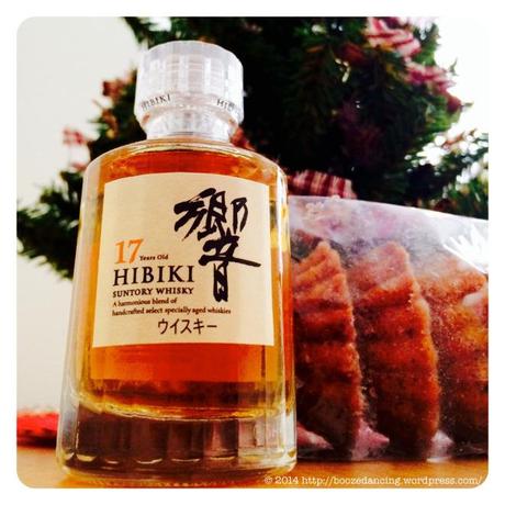 Our Hibiki 17 sample along with a stack of Brenne Whisky Infused Brown Butter Financiers by Spirited Brooklyn
