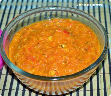 Roasted vegetable sauce{For pizza/pasta/dip}