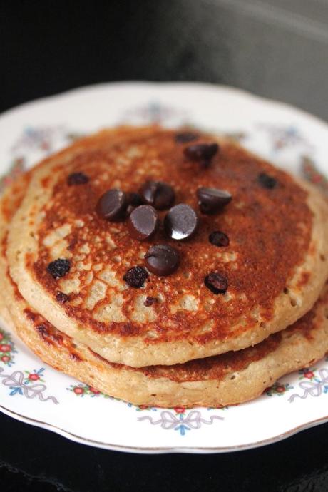 Banana Peanut Butter Pancakes {Vegan, No Sugar}