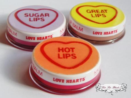 MUA Love Heart Lip Balms in Sugar Lips, Great Lips, Hot Lips - Review, Swatches