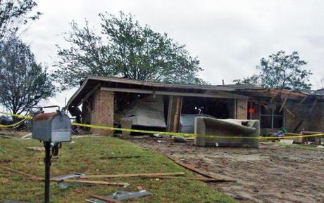A Home destroyed by a nearby fertilizer plant explosion - the sort of disaster that can cause a family to experience temporary homelessness.  Photo courtesy State Farm via Flickr.