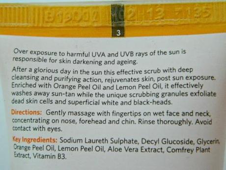 VLCC Fade Tan Skin Polishing Face Scrub Ingredients