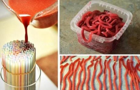 Drinking Straws used to make jelly worms