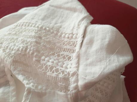 Transforming a thrifted linen caftan into a shirt (historybounding vibes) Transforming a thrifted linen caftan into a shirt: attaching the sleeves