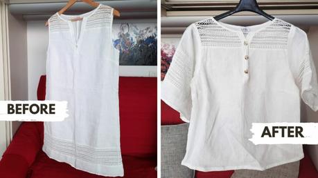 Transforming a thrifted linen caftan into a shirt (historybounding vibes) Transforming a thrifted linen caftan into a shirt: before and after