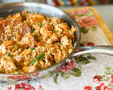 Honey Garlic Chicken Fried Rice for two