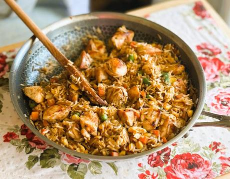 Honey Garlic Chicken Fried Rice for two