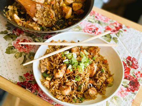 Honey Garlic Chicken Fried Rice for two