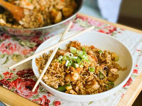 Honey Garlic Chicken Fried Rice for two