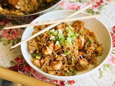 Honey Garlic Chicken Fried Rice for two