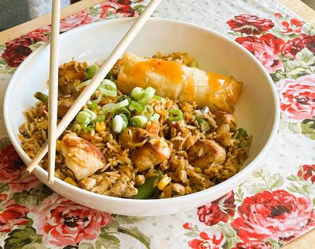 Honey Garlic Chicken Fried Rice for two