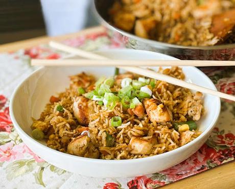 Honey Garlic Chicken Fried Rice for two