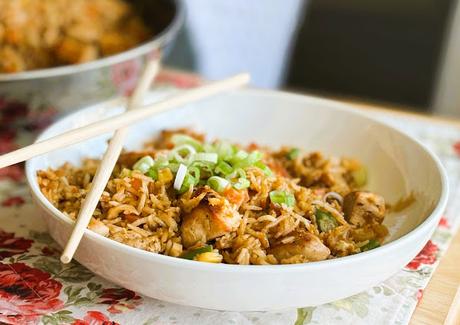 Honey Garlic Chicken Fried Rice for two