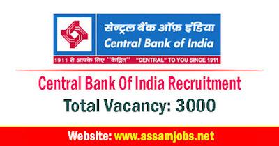 Central Bank Of India Recruitment | 3000 Apprentice Posts, Online Apply