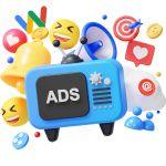 Where Do Connected TV Ads Reach Their Audiences? a blue television with various emojis