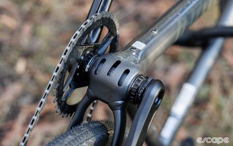 Specialized Crux DSW bottom bracket junction, as shown from beneath the bike. 