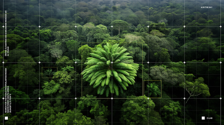 Big fern-like plant in the green forest