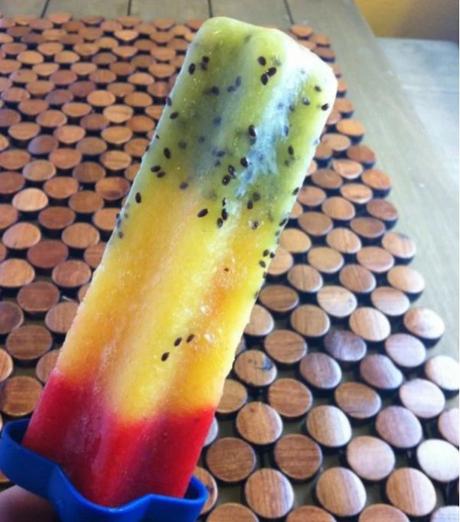 Kiwi, Mango and Raspberry Ice Lollies