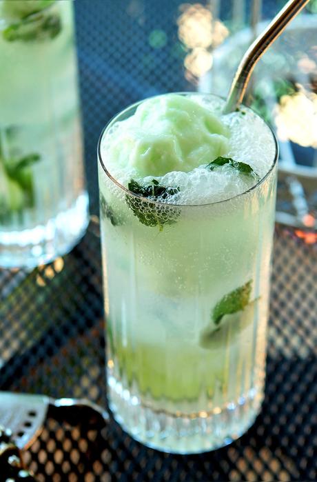 Lime Sherbet Mojito Float Cocktail