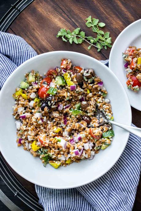 Greek Vegan Farro Salad