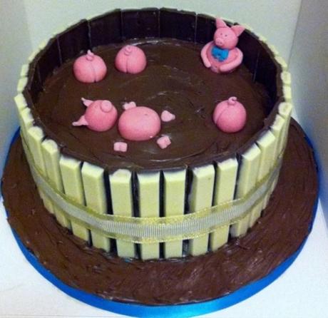 White Chocolate Kit Kat Style Pigs in mud Cake