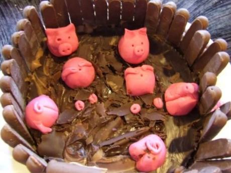 Chocolate Fingers and Chocolate Shavings Pigs in mud Cake