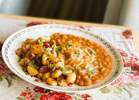 Bacon Potato Hash with Cheesy Beans