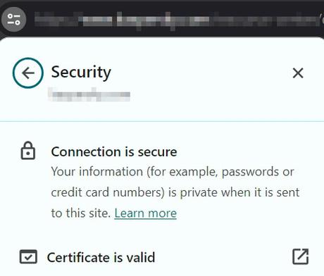 SSL certificate in the browser tab