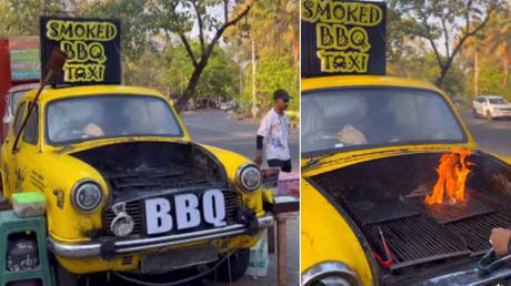 Iconic hindustan ambassador converted into bbq station in Kerala