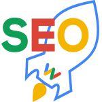 SEO rocketship branded in Webology colors