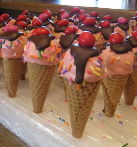Strawberry Ice Cream Cone Cake Pops