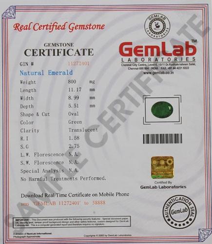 Gemstone certificate