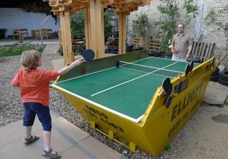 Skip made into a table tennis game