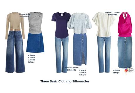 three basic clothing silhouettes - choose the one that flatters your figure then use it to create outfits each day