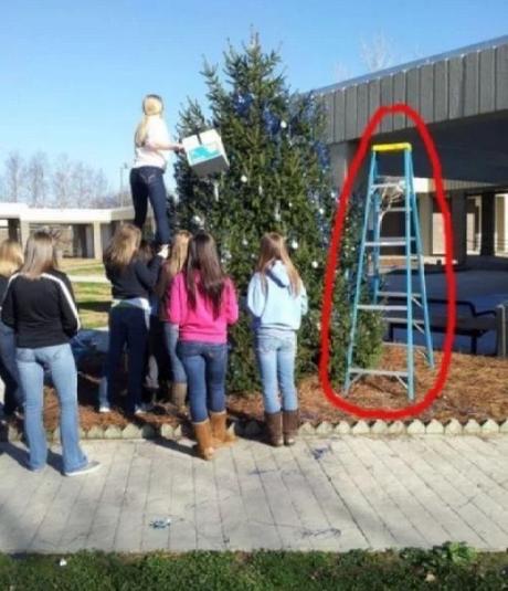 Who needs ladders when you have Cheerleaders