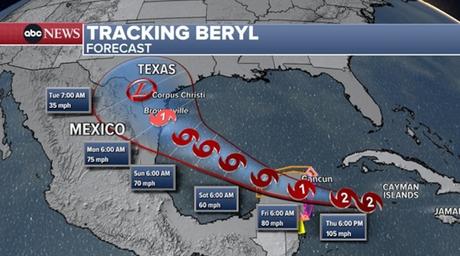 PHOTO: Tracking Beryl map