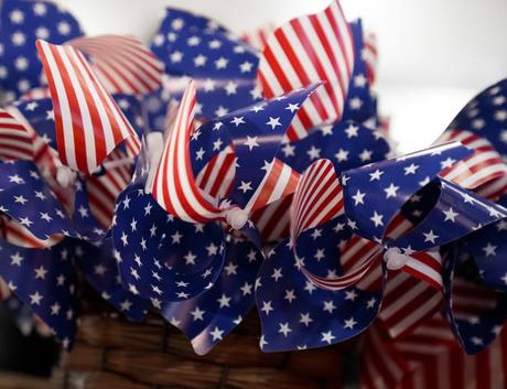 July 3, 2024; Columbus, Ohio, USA; 
American flag-themed pinwheels are displayed at National Veterans Memorial and Museum before Red, White and Boom on Wednesday evening.