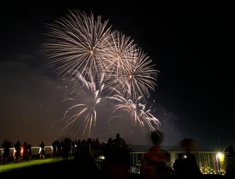 July 3, 2024; Columbus, Ohio, USA; 
Guests enjoy fireworks during Red, White and Boom in downtown Columbus from National Veterans Memorial and Museum.