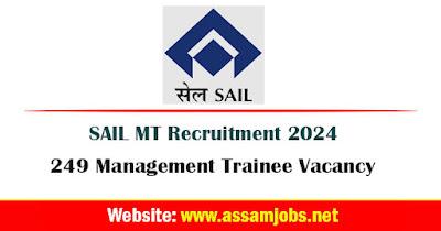 SAIL MT Recruitment 2024 | 249 Management Trainee Vacancy