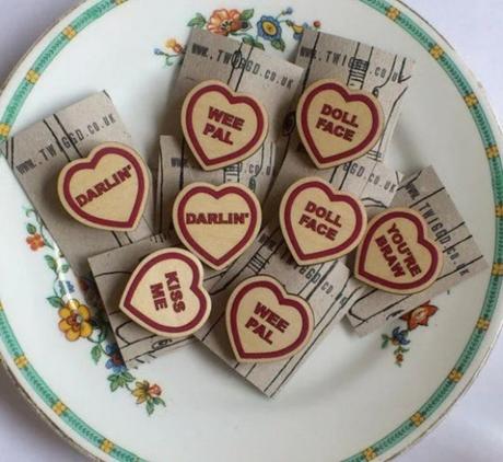 Wooden Love Heart Brooch