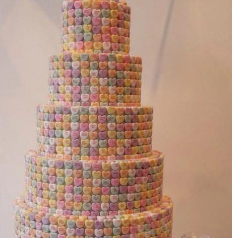 Love Heart covered wedding cake