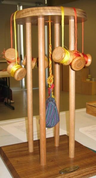 About the origins of the trollen wheel: historical or anachronistic? A marudai stand for kumihimo.Photo by Ccassan - Wikimedia Commons