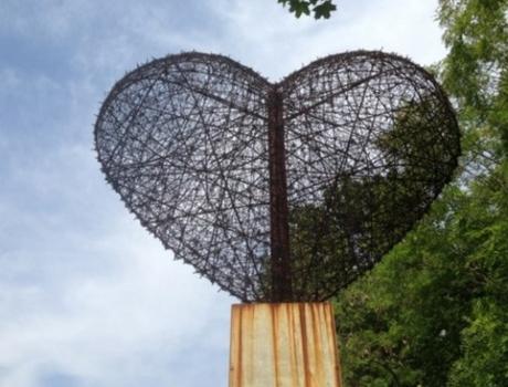 Heart Statue made from Barbed Wire